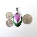 Genderqueer pride jewelry, chainmail scale pendant, lavender, white, green