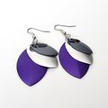 Asexual pride earrings, chainmail scales ace jewelry; black gray white purple