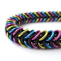 Pansexual pride bracelet, chainmail stretchy box chain