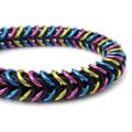 Pansexual pride bracelet, chainmail stretchy box chain