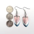 Transgender pride earrings, trans pride jewelry, chainmail scales earrings; pink white blue