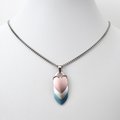 Transgender pride pendant necklace, chainmail scale pendant, trans pride jewelry, pink, white, light blue