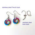 Pansexual pride earrings, love knot chainmail earrings, pan pride jewelry; pink, yellow, light blue
