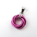 Hot pink pendant necklace, chainmail love knot, dainty pendant, circle pendant, chainmail jewelry