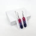 Bisexual pride earrings, bi pride jewelry, chainmail earrings, full Persian chainmail weave; pink, purple, blue
