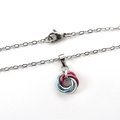 Transgender pride pendant, TINY chainmail love knot, trans pride jewelry