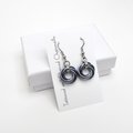 Gray love knot chainmaille earrings, small circles, handmade minimalist jewelry