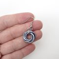 Gray love knot chainmaille earrings, small circles, handmade minimalist jewelry