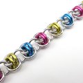 Pansexual pride bracelet, chainmaille bracelet, pan pride jewelry, barrel weave chainmaille