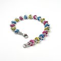 Pansexual pride bracelet, chainmaille bracelet, pan pride jewelry, barrel weave chainmaille