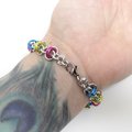 Pansexual pride bracelet, chainmaille bracelet, pan pride jewelry, barrel weave chainmaille
