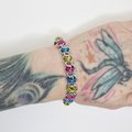 Pansexual pride bracelet, chainmaille bracelet, pan pride jewelry, barrel weave chainmaille