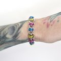 Pansexual pride bracelet, chainmaille bracelet, pan pride jewelry, barrel weave chainmaille