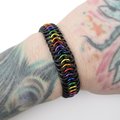 Stretchy chainmail bracelet, rainbow gay pride jewelry, Euro 6 in 1 weave
