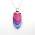 Handmade Bi Pride Pendant, Anodized Aluminum Chainmail Scale Necklace in Bisexual Flag Colors – Lightweight LGBTQ+ Jewelry