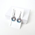 Transgender pride earrings, handmade love knot chainmail trans pride jewelry, choose light or dark pink