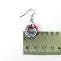 Transgender pride earrings, handmade love knot chainmail trans pride jewelry, choose light or dark pink