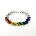 Handmade LGBTQ rainbow bracelet, chainmaille double spiral weave gay pride jewelry