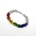 Handmade LGBTQ rainbow bracelet, chainmaille double spiral weave gay pride jewelry