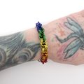 Handmade LGBTQ rainbow bracelet, chainmaille double spiral weave gay pride jewelry