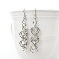 Simple chain earrings, silver aluminum interlocking circles