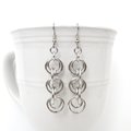 Simple chain earrings, silver aluminum interlocking circles