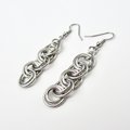 Simple chain earrings, silver aluminum interlocking circles