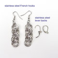 Simple chain earrings, silver aluminum interlocking circles