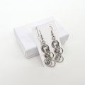 Simple chain earrings, silver aluminum interlocking circles