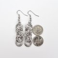 Simple chain earrings, silver aluminum interlocking circles