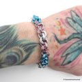 Transgender pride bracelet, trans pride chainmail jewelry, LGBT double spiral weave; pink, white, light blue