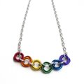 LGBTQ pride necklace, rainbow chainmail gay pride love knot jewelry