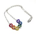 LGBTQ pride necklace, rainbow chainmail gay pride love knot jewelry