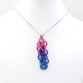 Chainmail bisexual pride pendant, shaggy loop weave; pink purple blue bi pride jewelry