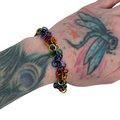 Rainbow LGBTQ bracelet, gay pride stretchy bracelet, chainmaille shaggy loops weave