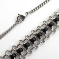 Black beaded chainmaille necklace, Centipede weave