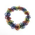 Rainbow LGBTQ bracelet, gay pride stretchy bracelet, chainmaille shaggy loops weave