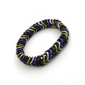 Nonbinary pride stretchy bracelet, box chain chainmail weave, yellow white purple black