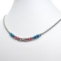 Transgender pride necklace, chainmail Byzantine LGBTQ jewelry, blue, pink, white