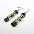 Agender flag earrings, LGBTQ pride jewelry, Full Persian chainmail weave