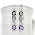 Asexual pride flag earrings, simple chain LGBTQ chainmail jewelry