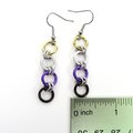 Nonbinary pride flag earrings, simple chain LGBTQ chainmail jewelry