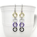 Nonbinary pride flag earrings, simple chain LGBTQ chainmail jewelry