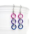 Bisexual pride flag earrings, simple LGBTQ chainmail jewelry