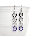 Asexual pride flag earrings, simple chain LGBTQ chainmail jewelry