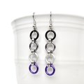 Asexual pride flag earrings, simple chain LGBTQ chainmail jewelry