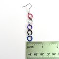 Genderfluid pride earrings, long chain LGBTQ flag chainmail jewelry