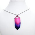 Large bisexual pride pendant, LGBTQ chainmail scale necklace, pink purple blue