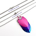 Large bisexual pride pendant, LGBTQ chainmail scale necklace, pink purple blue