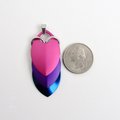 Large bisexual pride pendant, LGBTQ chainmail scale necklace, pink purple blue